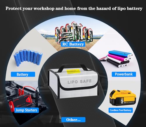 2PCS 185 * 120 * 80mm Lipo Safe Bag for Lipo Battery Pack Storage Charging Transport, Home Office Travel Fireproof Safe Storage Pouch - size: 185*120*80mm