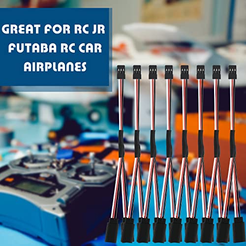 Eccliy 9 Pieces Y Connector 3 Pin Plug Splitters Servo Extension Male to Female Servo Extension Cord Wire Cable Compatible with Jst Rc Jr Futaba Rc Car or Airplanes(Male to 2 Female Y Harness) - style: Male to 2 Female Y Harness