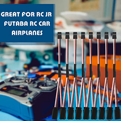 Eccliy 9 Pieces Y Connector 3 Pin Plug Splitters Servo Extension Male to Female Servo Extension Cord Wire Cable Compatible with Jst Rc Jr Futaba Rc Car or Airplanes(Male to 2 Female Y Harness) - style: Male to 2 Female Y Harness
