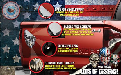 Skull with Reflective Eyes American Flag Vinyl Decal Stickers Car Truck Sniper Marines Army Navy Military Graphic - color: Black and White, size: 6.5 Inch