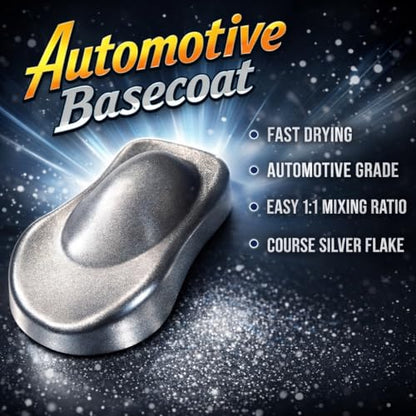 LiME LiNE Automotive Basecoats, 1k Urethane Base Coat Color (Silver Basecoat Quart) - color: Silver Basecoat - 1 Quart