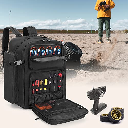 GOBUROS RC Backpack for 1/10 Car, RC Storage Bag Carry Case(Patent Design) | RC Car Backpack with Multi Pockets for Tools and Other Accessories, Easy Carrying with Adjustable Shoulder Strap