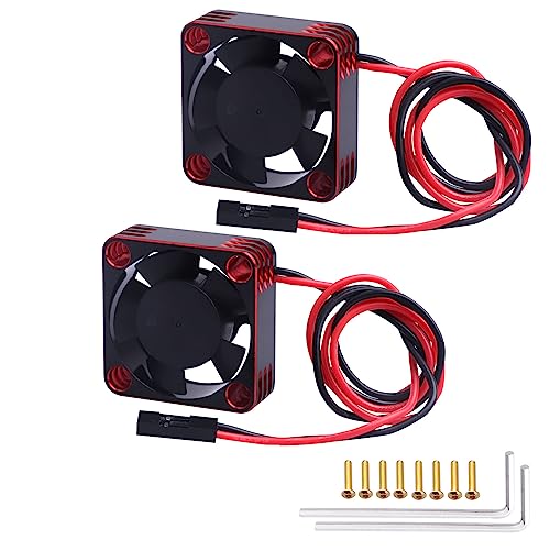 HobbyPark RC Brushless Motor Cooling Fan ESC Cooling Fan for RC Car 1/8 1/10 1/12 Scale 540 550 Brushless Motors (Black-Red 2pcs) - color: Black-Red 2pcs