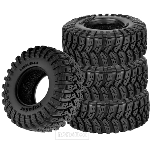 1.3" RC Crawler Tire Skins,Multi-Terrain Soft Sticky Rubber Tires(70 * 26mm) for TRX4 SCX24 FCX24 Ascent-18 1/18 1/24 Off-Road RC Car Upgrade Parts,4PCS (Style A) - style: StyleA(4PCS)