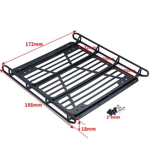 RCLIONS Stainless Steel RC Roof Rack with LED Light Bar for Axial SCX10-III AXI03007 1/10th RC Crawler Truck Car