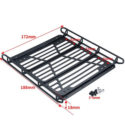 RCLIONS Stainless Steel RC Roof Rack with LED Light Bar for Axial SCX10-III AXI03007 1/10th RC Crawler Truck Car
