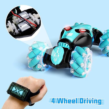 Remote Control Car Gesture Sensor RC Stunt Cars Toys Gifts for Kids | 2.4GHz 4WD Rc Car, Double Sided, 360° Flips Off Road Vehicle, Toy with Lights/Music