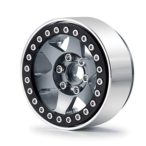 4pcs Aluminum Alloy 1.9" Beadlock Wheels Rims for 1/10th RC Crawler Car Axial SCX10,SCX10 II,TRX4 (Titanium) - color: Titanium