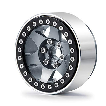 4pcs Aluminum Alloy 1.9" Beadlock Wheels Rims for 1/10th RC Crawler Car Axial SCX10,SCX10 II,TRX4 (Titanium) - color: Titanium