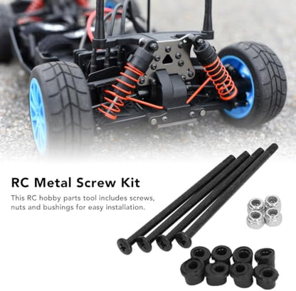 RC Screw Kit, Steel Screws and Nuts Plastic Bushing RC Hardware Screw Kit for 144010 144002 124016 124017 RC Cars