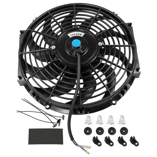JDMSPEED New 12" Inch Universal Slim Fan Push Pull Electric Radiator Cooling 12V Mount Kit - color: Black, size: 12 Inch