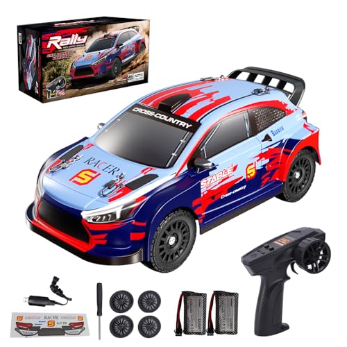 GoolRC RC Rally Car, 1:14 Scale Remote Control Car, 4WD 30KM/H High Speed RC Drift Car, 2.4GHz Full Proportional Racing Vehicle with Drifting Tires and 2 Batteries for Adults