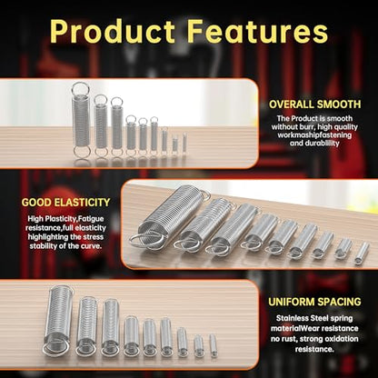 100 Pcs Extension Spring, Beesini Extension Spring Assortment Kit 25 Different Sizes, Stainless Steel Springs, Small Spring Assortment for Home Repairs, 25 Individual Bags