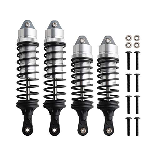 5862 Front & Rear Aluminum Alloy Shock Absorber for 1/10 Slash 4x4 Hoss Rustler Stampede Bandit VXL Nitro Shock Parts Replace of 3760 3762 SLA014 (4-Pack) (Silver) - color: Silver