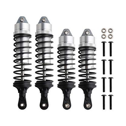5862 Front & Rear Aluminum Alloy Shock Absorber for 1/10 Slash 4x4 Hoss Rustler Stampede Bandit VXL Nitro Shock Parts Replace of 3760 3762 SLA014 (4-Pack) (Silver) - color: Silver