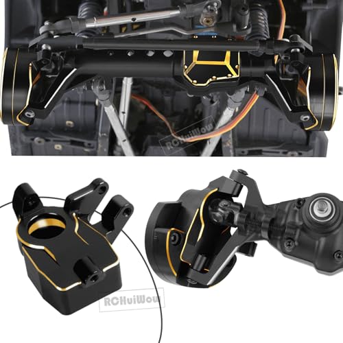 RC Upgrades Part for 1/10 SCX10 III,Aluminium Alloy Portal Axles w/Diff Cover,Brass Steering Knuckles Outer Inner Portal Covers & Diff Covers,Front Rear Complete Axle Set for SCX10 III