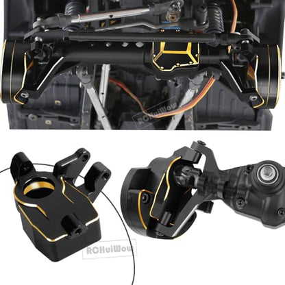 RC Upgrades Part for 1/10 SCX10 III,Aluminium Alloy Portal Axles w/Diff Cover,Brass Steering Knuckles Outer Inner Portal Covers & Diff Covers,Front Rear Complete Axle Set for SCX10 III