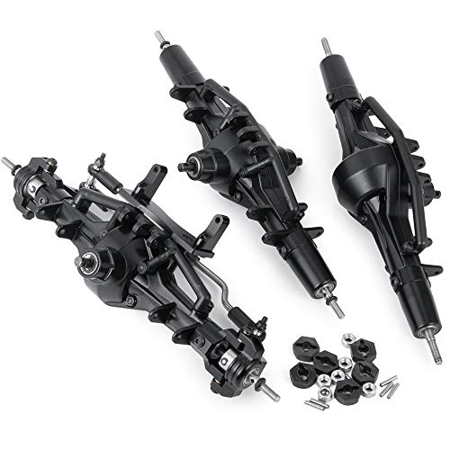 QUE-T Complete Aluminium Alloy Front Middle Rear Axle for 1/10 RC Crawler Car SCX10 90021 90027 90028 (1 Set) - color: 1x Front + 1x Middle + 1x Rear