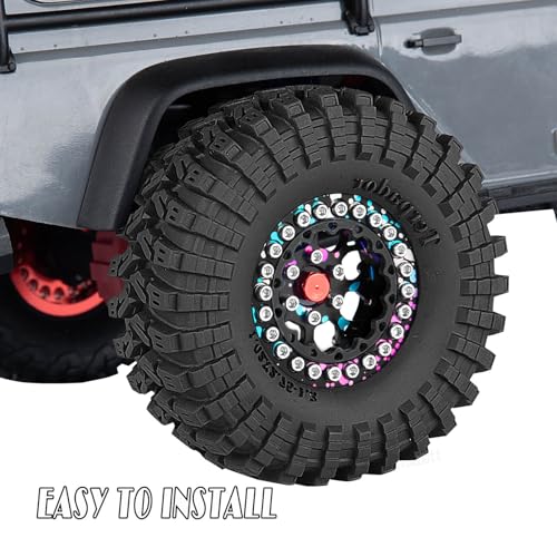 RC 1.3 Beadlock Wheel Tires Set (4PCS) for 1/24 SCX24 1/18 TRX4M RC Crawler Car,Aluminum 1.3 Beadlock Wheels and Tires,Wheel Rim & Wheels Tire,Colorful - color: Colorful- (Rc Wheels Tires)