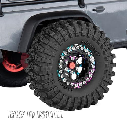 RC 1.3 Beadlock Wheel Tires Set (4PCS) for 1/24 SCX24 1/18 TRX4M RC Crawler Car,Aluminum 1.3 Beadlock Wheels and Tires,Wheel Rim & Wheels Tire,Colorful - color: Colorful- (Rc Wheels Tires)