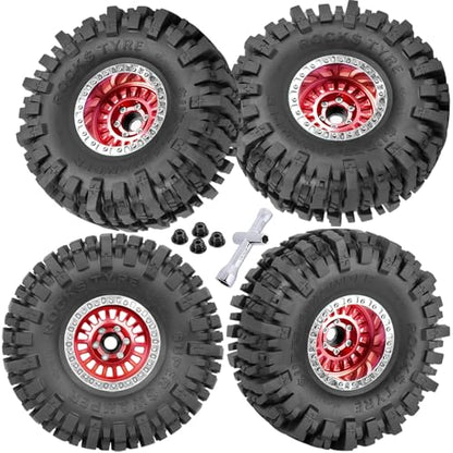 Aluminum RC 1.9 Wheel Tires for 1/10 SCX10 SCX10 II 90046 SCX10 III AXI03007 SCX10 Pro TRX4 TRX6 Gen7/8 D90 VS4-10 MST CFX RC Crawler Car,4pcs RC 1.9 Beadlock Wheel,Red - color: Red - (Colorful Tires)