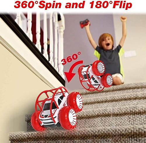 MaxTronic Amphibious Remote Control Car,Rechargeable RC Cars Toy 360° Flips Rotation Stunt Crawler 15KM/H 4WD All Terrain Outdoor Indoor Toy for Kids Boys Girls 3-12 - color: Red