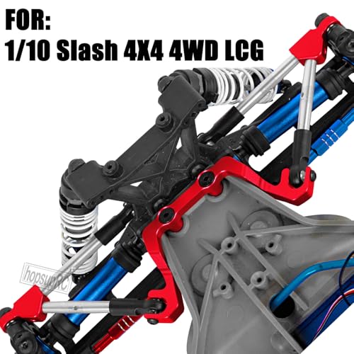7075 Aluminum C Hub Front Tie Rods with Stabilizer Upgrade Parts for 1/10 Slash 4X4 4WD LCG.Red - color: Red(for 1/10)