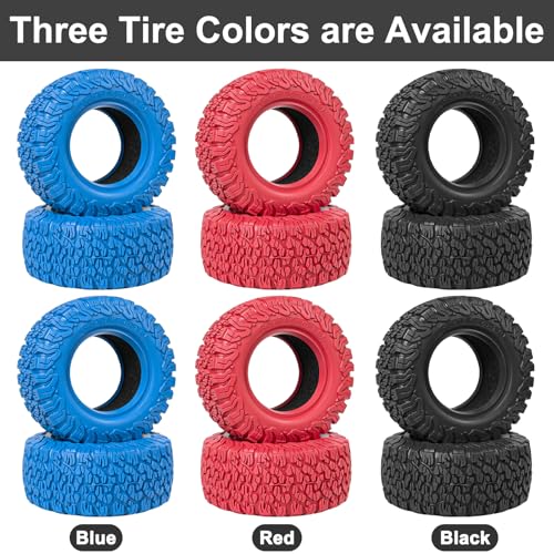 LRFHL 1.9 Crawler Tire for 1/12 MJX HYPER GO H12Y H12P MN128 1/10 Axial D90 | Black, 4PCS, 90mm * 37.5mm RC Rock Terrain Tyre with Foam Insert, Soft Rubber High Grip Sticky Tires - color: Black