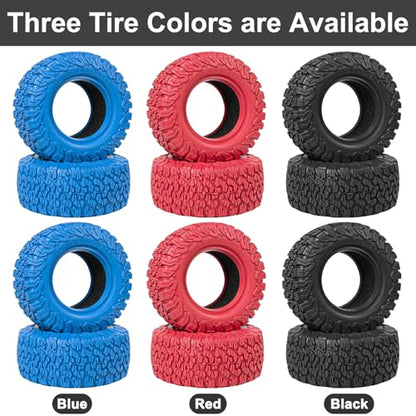 LRFHL 1.9 Crawler Tire for 1/12 MJX HYPER GO H12Y H12P MN128 1/10 Axial D90 | Black, 4PCS, 90mm * 37.5mm RC Rock Terrain Tyre with Foam Insert, Soft Rubber High Grip Sticky Tires - color: Black