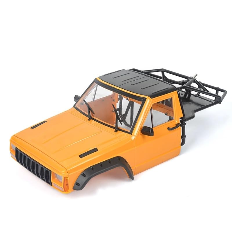 1/10 RC Hard Shell Cab & Back-Half Cage Body Shell Kit for 1/10 RC Crawler TRX4 SCX10 90046 AT4 GEN 8 Scout II,313mm Wheelbase Cherokee Upgrade and Modify (Orange) - color: Orange