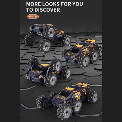6WD Remote Control Car, 2.4GHz Gesture Sensing RC Stunt Car with Spray, Lights & Music, 360° Rotation RC Cars Chirstams Gifts (Yellow) - color: Yellow
