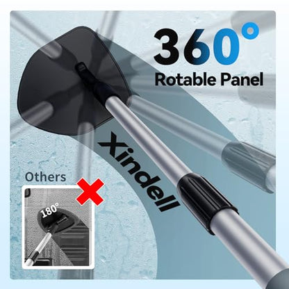 XINDELL Interior Windshield Cleaner Tool, Car Window Cleaning Kit with 4 Reusable Microfiber Pads, Extendable Handle & 360° Rotating Head, Safety Hammer, Streak-Free Auto Glass Wiper for Truck SUV RV - color: Green