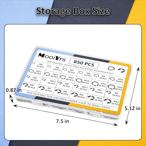 850Pcs C clip External Retaining Rings Snap Rings Assortment(M5-M16) and E clip Assortment Set(M2-M12),5Pcs Snap Ring Plier,Tweezer,24 Sizes Black Carbon Steel Circlip Retaining Clip - size: Black Carbon Steel 850PCS