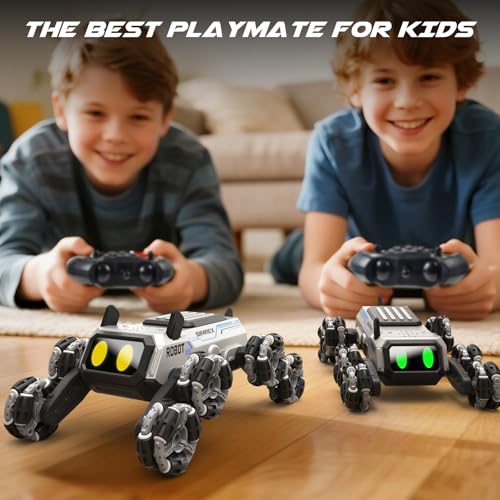 SIMREX Robot Dog RC Stunt Car Toys - Gesture Sensing Remote Control car with Mecanum Wheels, LED Eyes, 3 Sound Effects, Birthday Gift for Kids Boys Girls - style: Stunt Car