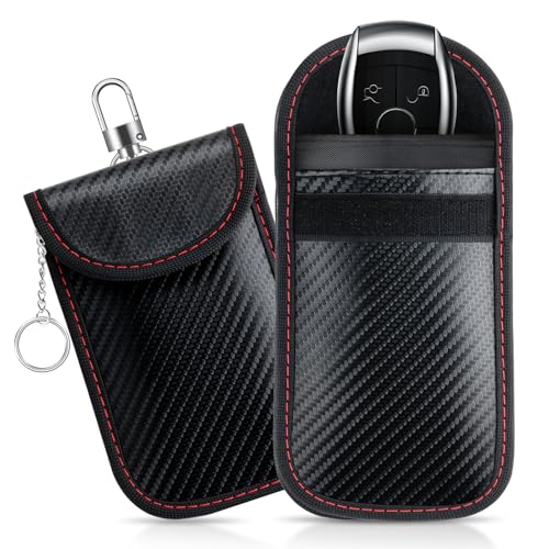 JUSTTOP Faraday Key Fob Protector (3.74'' x 5.75''), Car RFID Signal Blocking Pouch, Anti-Hacking for Car Key Fob Cover, Double-Layer Carbon Fiber Material Anti-Theft Faraday Bag (2 Pack) - size: Medium