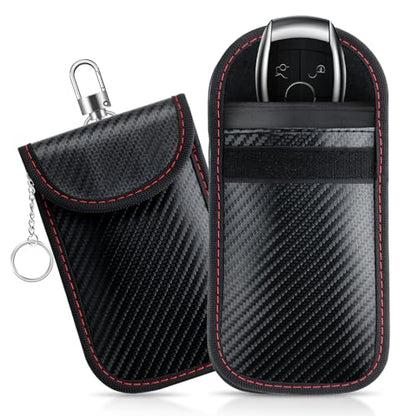 JUSTTOP Faraday Key Fob Protector (3.74'' x 5.75''), Car RFID Signal Blocking Pouch, Anti-Hacking for Car Key Fob Cover, Double-Layer Carbon Fiber Material Anti-Theft Faraday Bag (2 Pack) - size: Medium