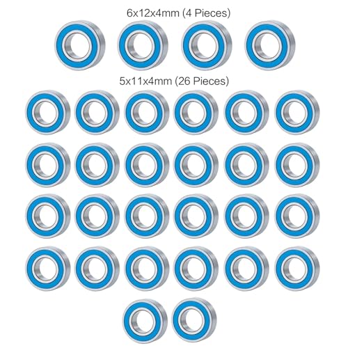 RC Repairs Spare Parts For Tamiya 1/14 30PCS Blue Bearings Kit 6x12x4mm 5x11x4mm RC Semi Tractor Truck For Climbing Trailer Car Parts