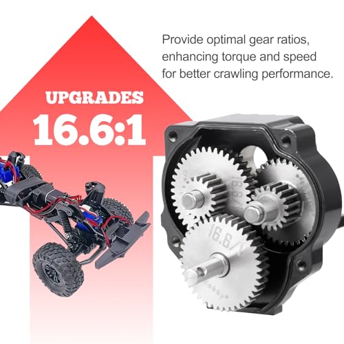 Transmission Gear Set Stainless Steel High Speed Diff Gear for Traxxas TRX4M TRX4MT 1/18 RC Crawler Upgrades (16.6:1) - size: 16.6:1