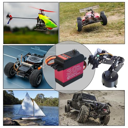 2 Pack High Torque Full Metal Gear 30KG Digital Servo Motor, DS3230MG Upgraded Waterproof Steering RC Servo for 1/8 1/10 Scale RC Car Crawler Control Angle 180°
