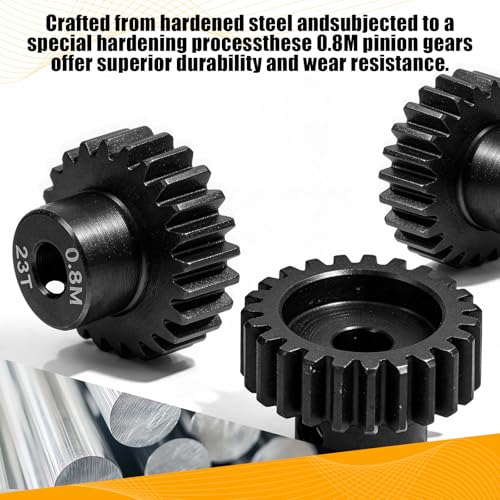 3-Pack Steel Metal 0.8M 5mm Pinion Motor Gear Sets 23T Compatible with HPI Kyosho Losi Axial Tamiya 1/8 1/10 RC Car Monster Truck Buggy, 0.8 Module Gear for Traxxsa Arrma - style: 3Pcs 23T