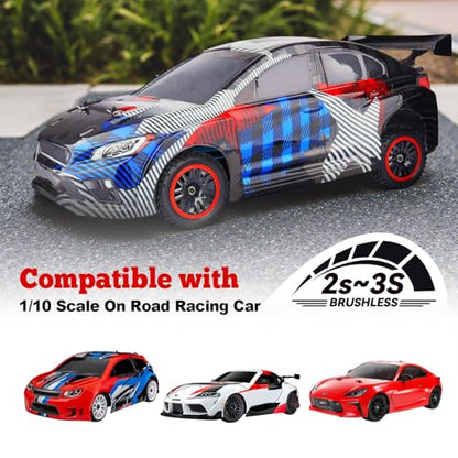 HobbyPark 2.55" Tall 12mm Hex PreGlued 1/10 RC Touring Car Wheels and Tires Set 1.02" 26mm Wide Soft Rubber for Tamiya HPI Traxxas Redcat Kyosho Brushless Motor 2S 3S Lipo (Style 1)