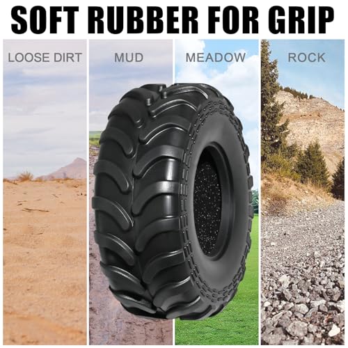 1.3" Tires for SCX24 & TRX4M 63.2 26.7mm RC Crawler Tires Upgrades with Foam Inserts Compatible with Traxxas Axial 1/18 1/24 Scale RC Cars Aggressive Mud Terrain Sticky Crawler Design - size: 1.3-66mm-rzt