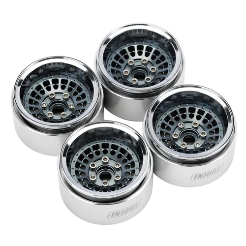 INJORA Turbine 1.9" Aluminum Wheel Offset -10mm for 1/10 RC Crawler (Grey) - color: Grey