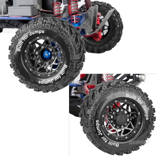 RC Truck Tires 12mm/14mm/17mm Hex RC Wheels and Tires for 1/10 Big Rock Granite Vortek/Stampede Rustler Hoss/L0s1 Rc 4wd,RC Monster Truck Car Wheel 4Pcs,Carbon Black - color: Carbon Black - (12mm/14mm/17mm Hex)
