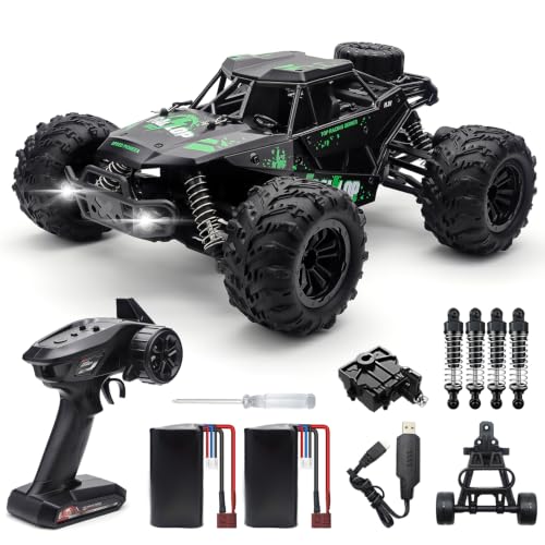 1:16 RC Cars for Adult,45km/h 4WD Off-Road Remote Control Car All-Terrain Fast RC Truck with Two 1500mAh Batteries Green - color: Green