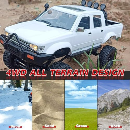 ARRIS WPL C64-1 1/16 RC Rock Crawler 4WD Trail Truck RTR | Realistic Pickup Body, Full Proportional Steering, LED Lights, Hobby Grade Platform - style: WPL C64-1 White