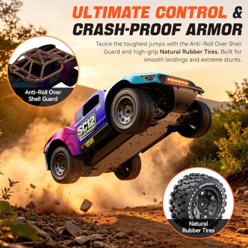 1/12 Brushless Remote Control Car RTR, 42MPH (70+Km/H 4WD Rc Short-Course Truck, Amateur-Level Rc Drift Car, Equipped with 3s 2200 Mah Battery, All-Terrain Tires, Suitable for Adults-Blue - color: Blue