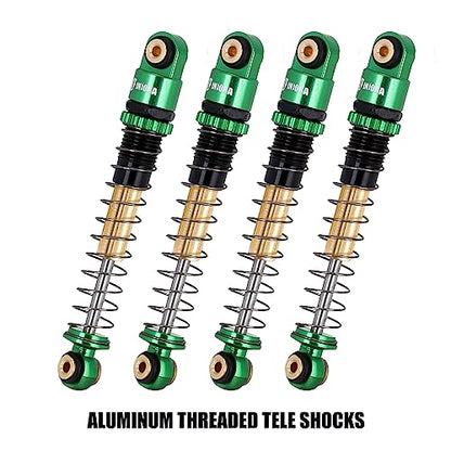 INJORA 43mm Aluminum Threaded Shocks Absorber Damper for 1/24 SCX24 (Green) - color: Green