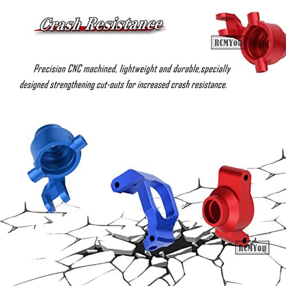 RC Caster Blocks C-hubs&Steering Blocks&Carriers Stub Axle Upgrades Part for 1/10 Maxx WideMaxx,Aluminum Hops Up for RC Truck Mode #89086-4,#89076-4,Replace #8932,8937,8952,Navy Blue