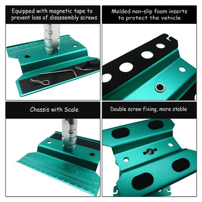 RC Car Stand RC Repair Stand 360 Degree Rotation Lift or Lower for Traxxas Arrma Redcat Axial RC4WD HSP Losi 1/8 1/10 1/12 1/16 Scale RC Crawler Car Truck Buggies (Green) - color: Green